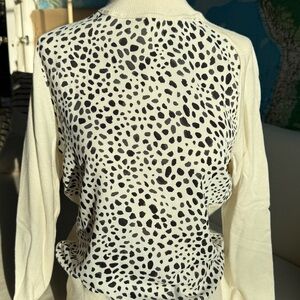 Ann Taylor Ivory and Black Leopard Print Sweater